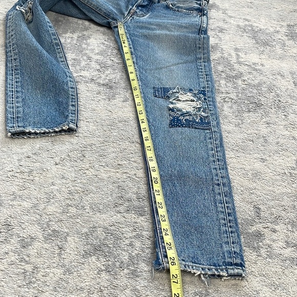 New Moussy Vintage Monroe Tapered Jean Japanese Denim Patchwork Sz 24 - Picture 12 of 14